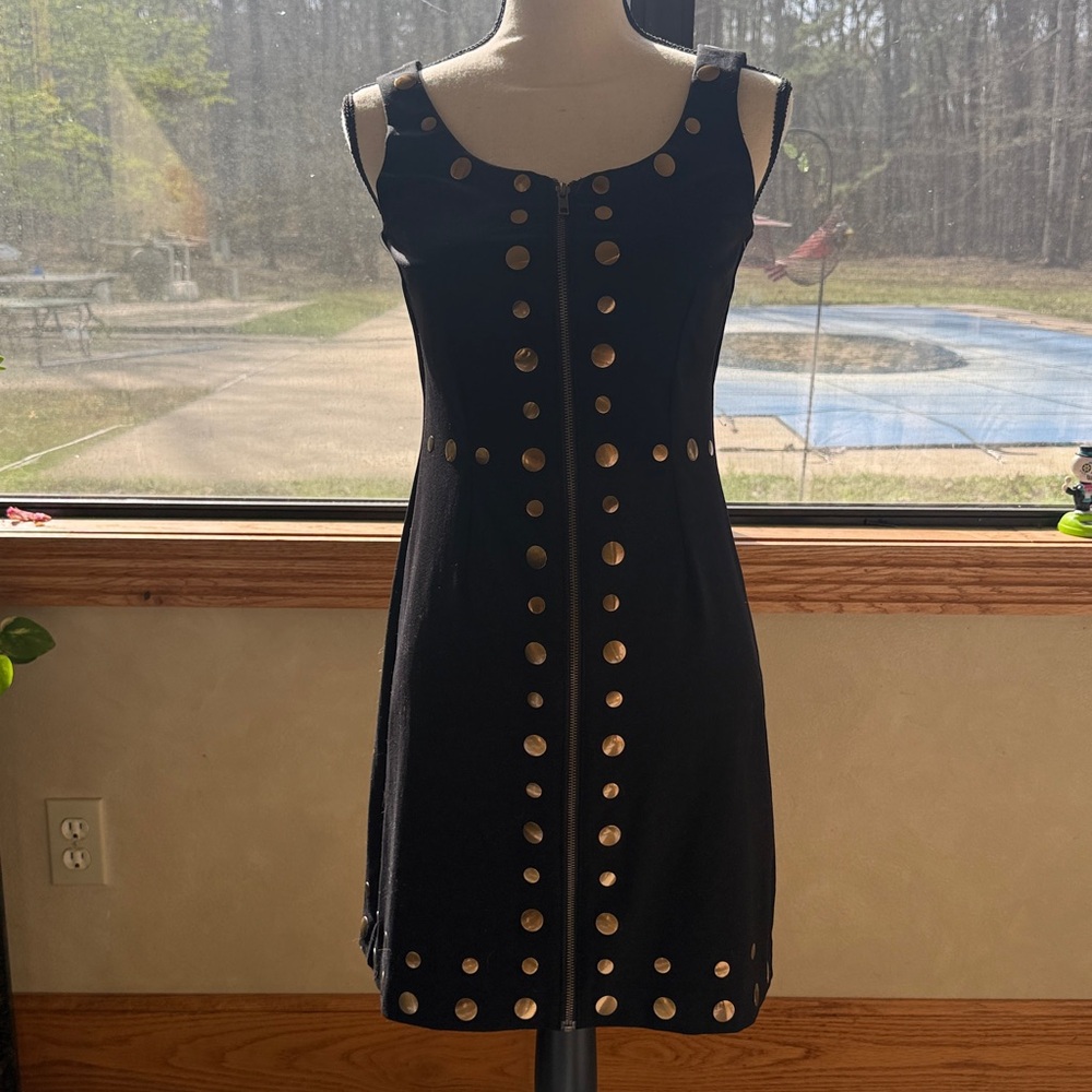 Cynthia Rowley Black Studded Sleeveless Mini Dress